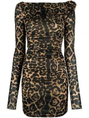 Koktejlkové šaty s potlačou s leopardím vzorom Blumarine