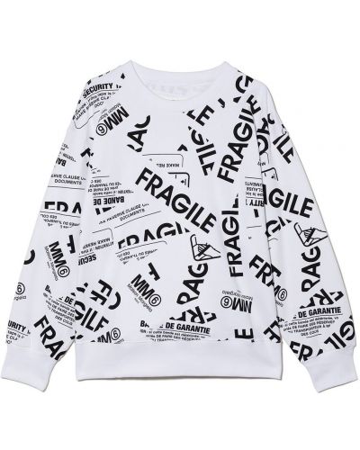 Rund hals hettegenser for jenter Mm6 Maison Margiela Kids hvit