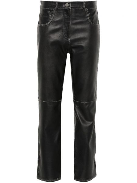 Pantaloni din piele Victoria Beckham negru
