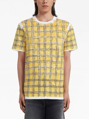 T-shirt en coton à carreaux Marni jaune
