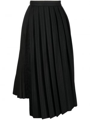 Plisuotas asimetriškas dryžuotas sijonas Sacai juoda