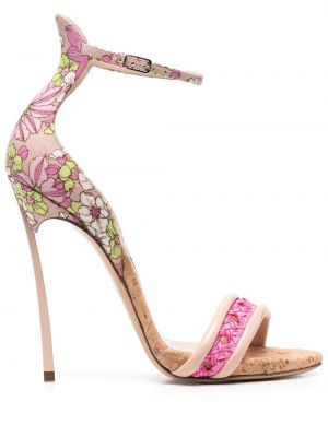 Floral sandaler med reim Casadei rosa