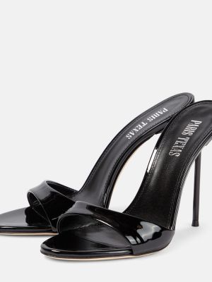 Lakované kožené sandály Paris Texas černé