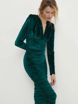 Велюровое платье мини Answear Lab зеленое