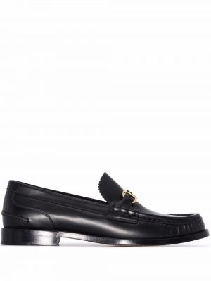 Skinn loafers Fendi svart