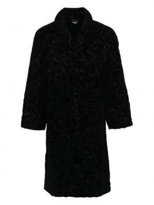Жакардов памучен халат Versace черно