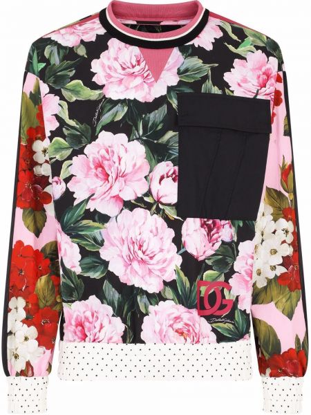 Sudadera de algodón de flores con estampado Dolce & Gabbana rosa