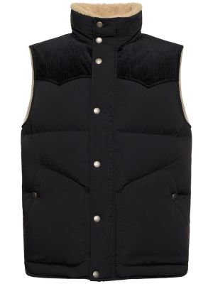 Péřová manšestrová vesta z nylonu Brunello Cucinelli černá