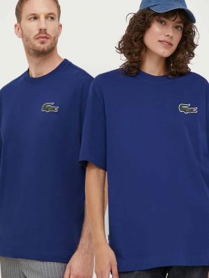 Тениска с дълъг ръкав с апликация Lacoste синьо