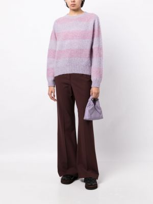 Pruhovaný svetr s kulatým výstřihem Ymc fialový