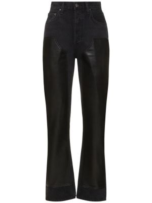Bavlněné straight fit džíny s oděrkami Agolde černé