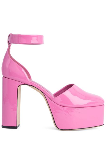 Кожени полуотворени обувки от лакирана кожа By Far розово