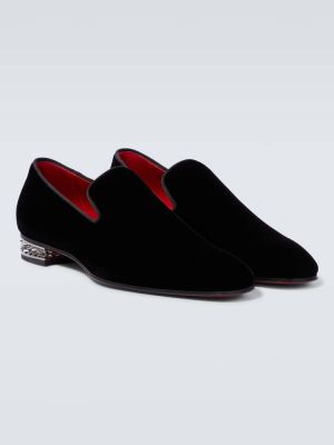 Pantofi loafer de catifea Christian Louboutin negru