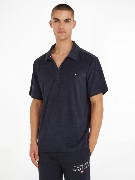 Camisa de algodón manga larga Tommy Hilfiger azul
