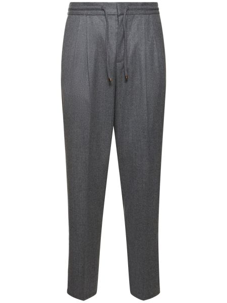 Flannel uld joggers Brunello Cucinelli grå