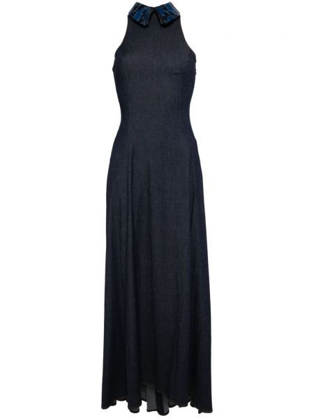 Δερμάτινη ίσιο φόρεμα Saiid Kobeisy μπλε