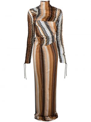 Плетена асиметрична коктейлна рокля Missoni кафяво