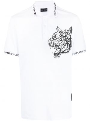 Поло тениска с принт с тигров принт Plein Sport бяло