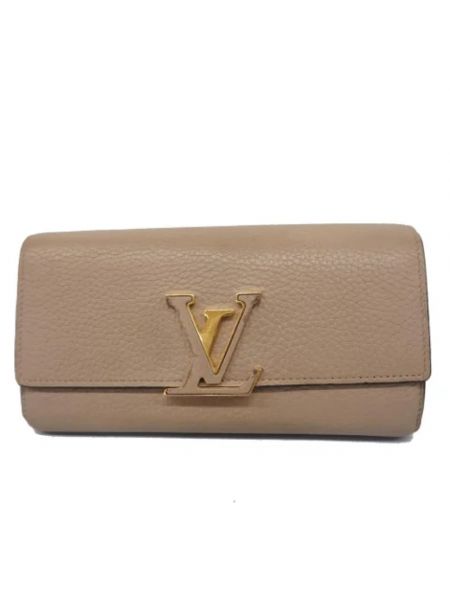 Retro leder geldbörse Louis Vuitton Vintage beige
