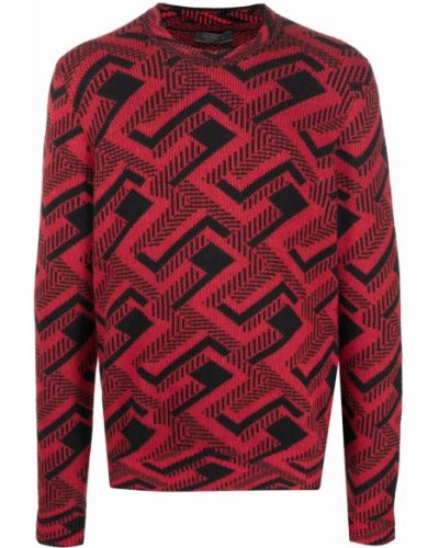 Jersey de tela jersey con estampado geométrico Prada rojo