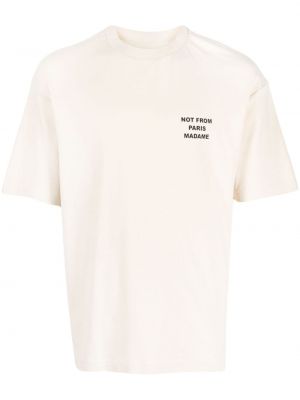 Памучна тениска с принт Drôle De Monsieur бяло