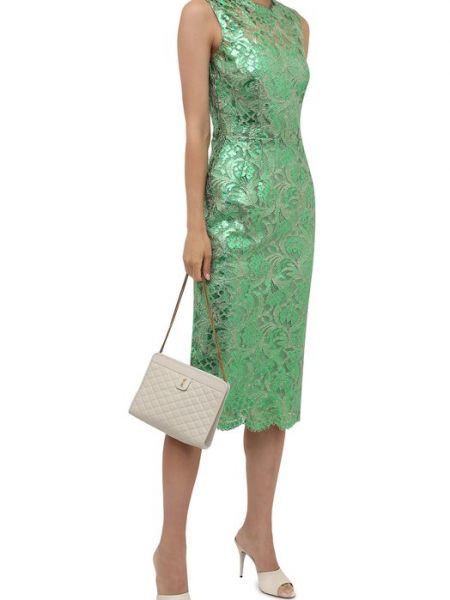 Хлопковое платье Dolce & Gabbana зеленое