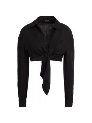 Черная льняная блузка 8 By Yoox