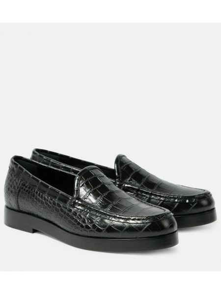 Kožené loafers Manolo Blahnik černé