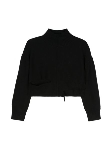 Krótki sweterek z przetarciami Mm6 Maison Margiela czarny