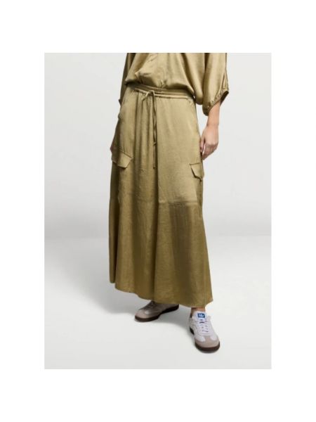 Jedwabna długa spódnica z kieszeniami Summum Woman zielona