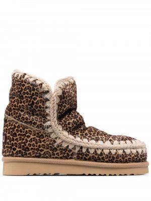 Členkové topánky s potlačou s leopardím vzorom Mou hnedá