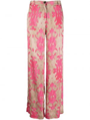 Pantaloni cu imagine cu imprimeu abstract cu croială lejeră Bazar Deluxe roz