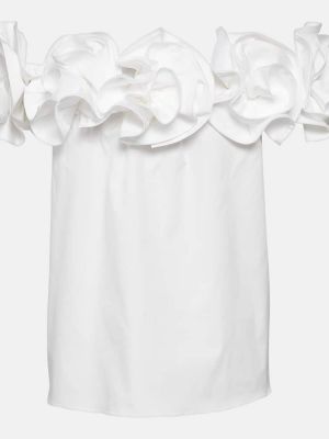 Top de algodón de flores con apliques Carolina Herrera blanco