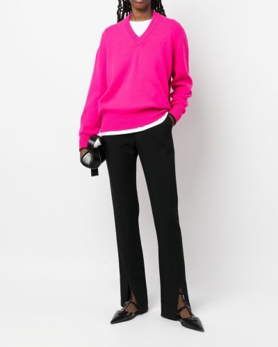 Džemperis ar izšuvumiem ar v veida izgriezumu Victoria Beckham rozā