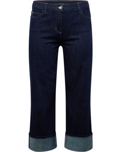 Bavlnené džínsy s vysokým pásom na zips Samoon - modrá