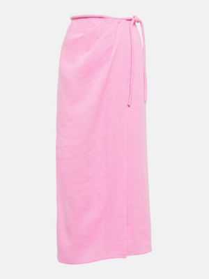 Lniana spódnica midi Nanushka różowa
