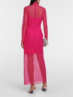 Sukienka długa koronkowa Givenchy różowa
