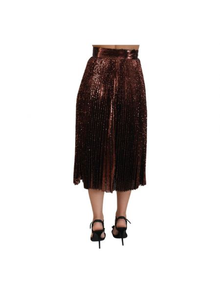 Falda midi de cintura alta Dolce & Gabbana marrón