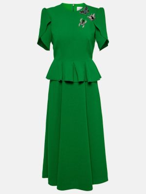 Peplum midi šaty Erdem zelené