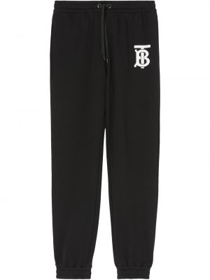 Памучни спортни панталони Burberry черно