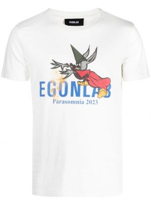 Raštuotas medvilninis marškinėliai Egonlab balta