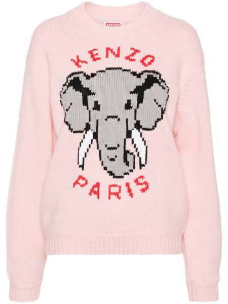 Плетен пуловер Kenzo розово