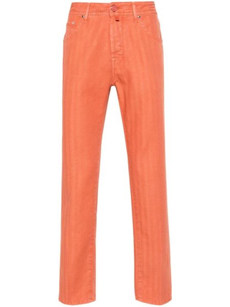 Kalhoty se vzorem rybí kosti Jacob Cohen oranžové