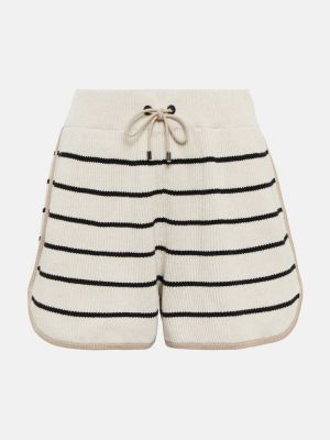 Shorts en coton à rayures Brunello Cucinelli blanc