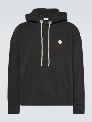 Pamučna hoodie s kapuljačom od jersey Moncler Genius crna