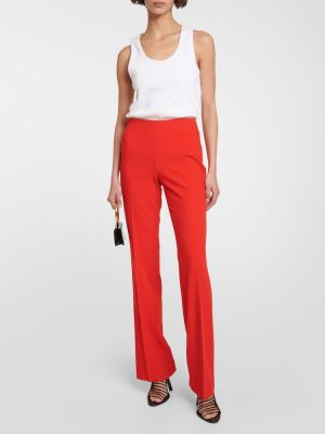 Vlněné rovné kalhoty s vysokým pasem Ferragamo červené