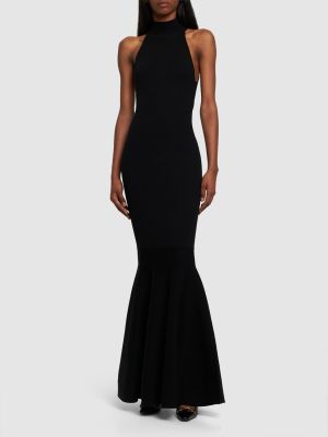 Gyapjú hosszú ruha Nina Ricci fekete