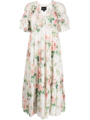 Sukienka długa w kwiatki z nadrukiem z wzorem argyle Needle & Thread biała