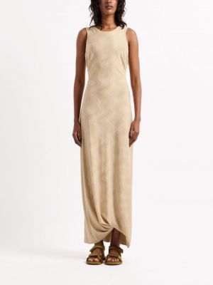 Sukienka długa z nadrukiem Giorgio Armani beżowa