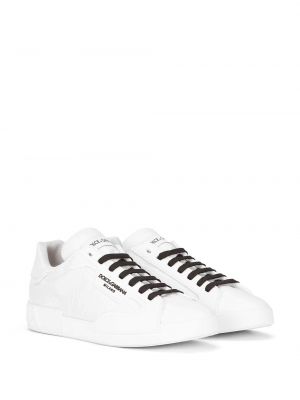 Spitzen schnür sneaker mit print Dolce & Gabbana weiß